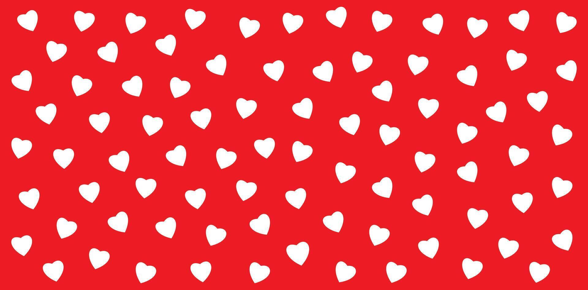 White hearts pattern on red background. Seamless design for Valentine's Day, romantic projects, and holiday-themed designs. vector