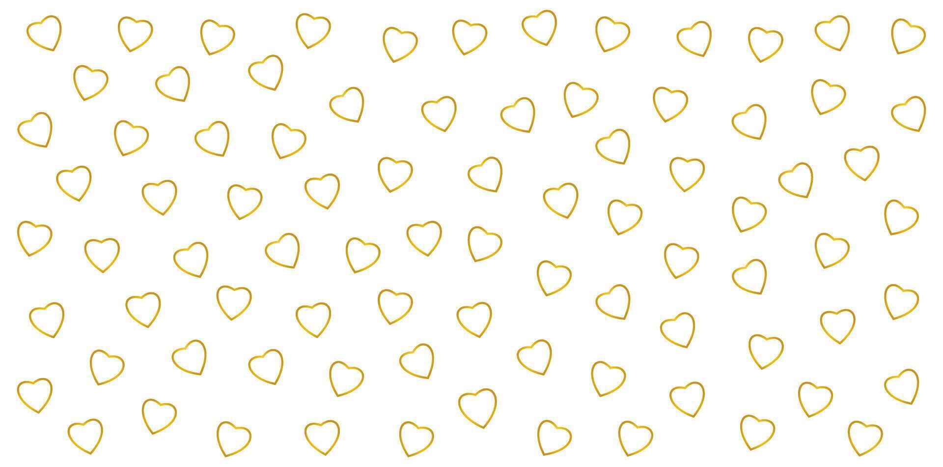 Seamless pattern of golden outline hearts on a white background. Romantic decorative design for Valentine's Day and wedding themes vector