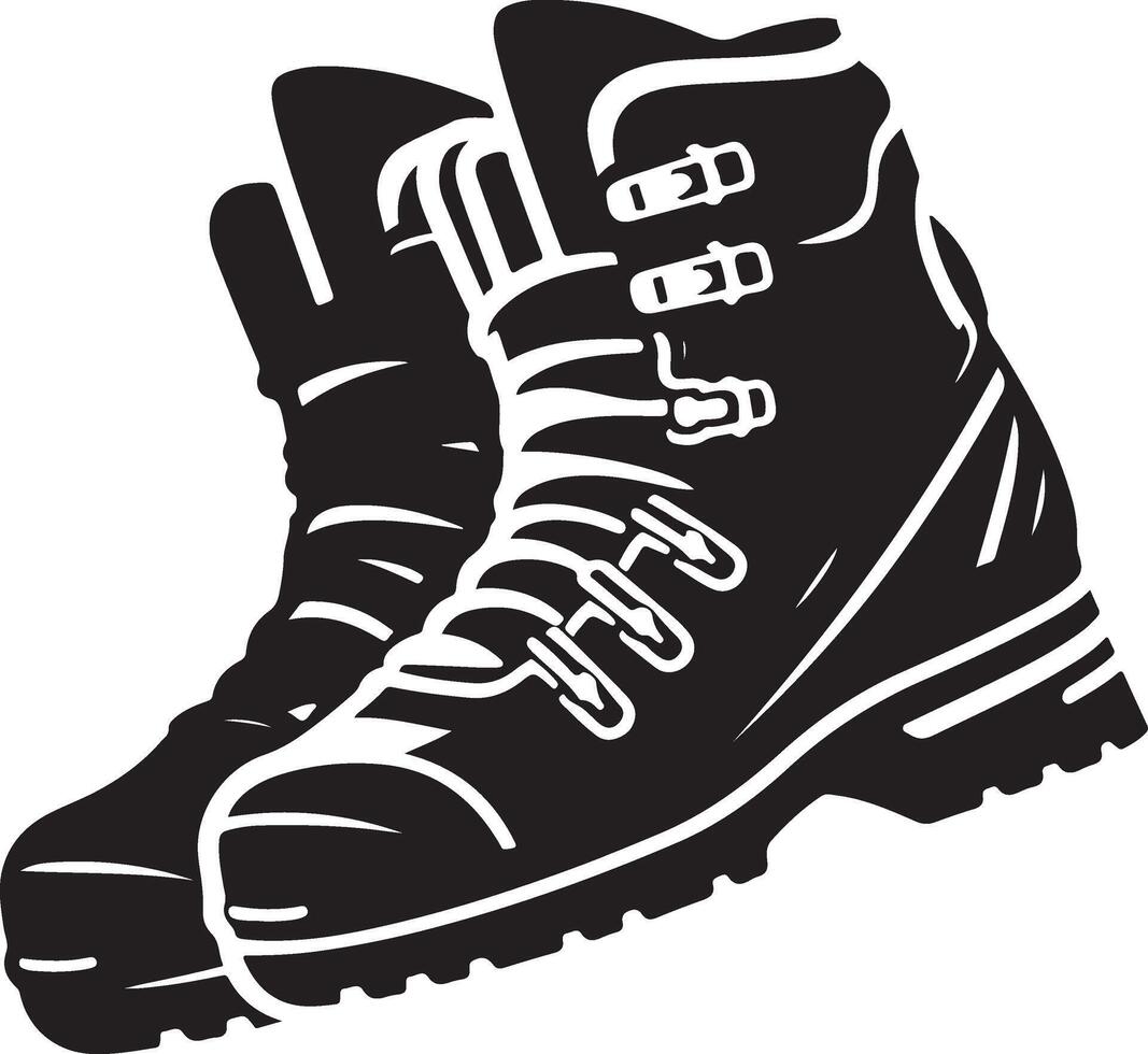Ski boots silhouette. vector