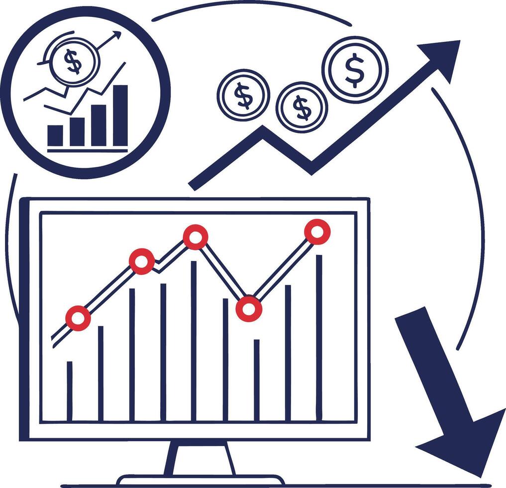 Chart symbol with dollar sign. vector