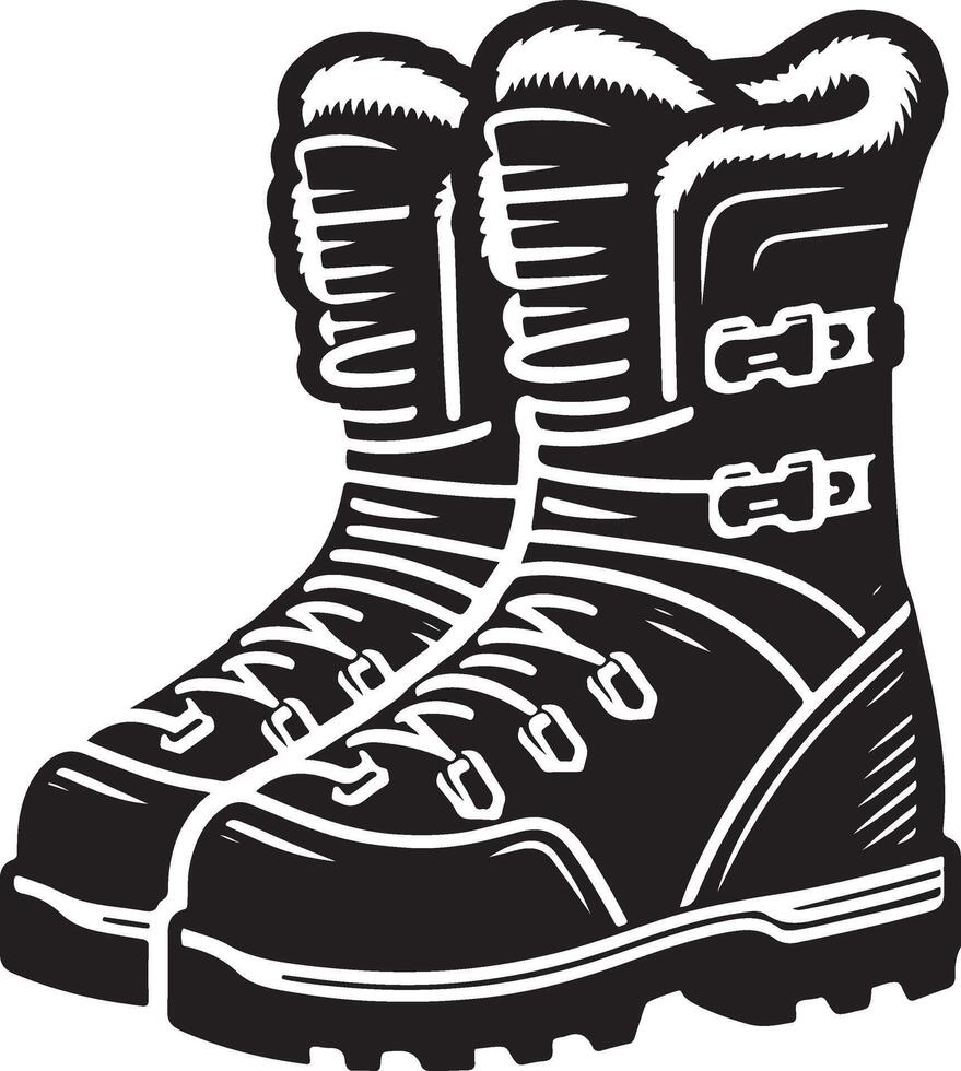 Silhouette of ski boot. vector