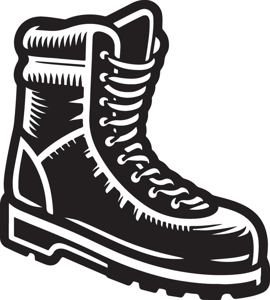 Ski boot silhouette on white background. vector