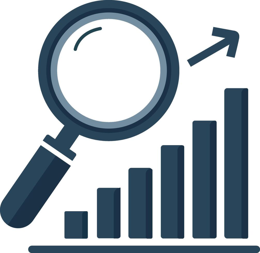 Data analysis with search bar silhouette. vector