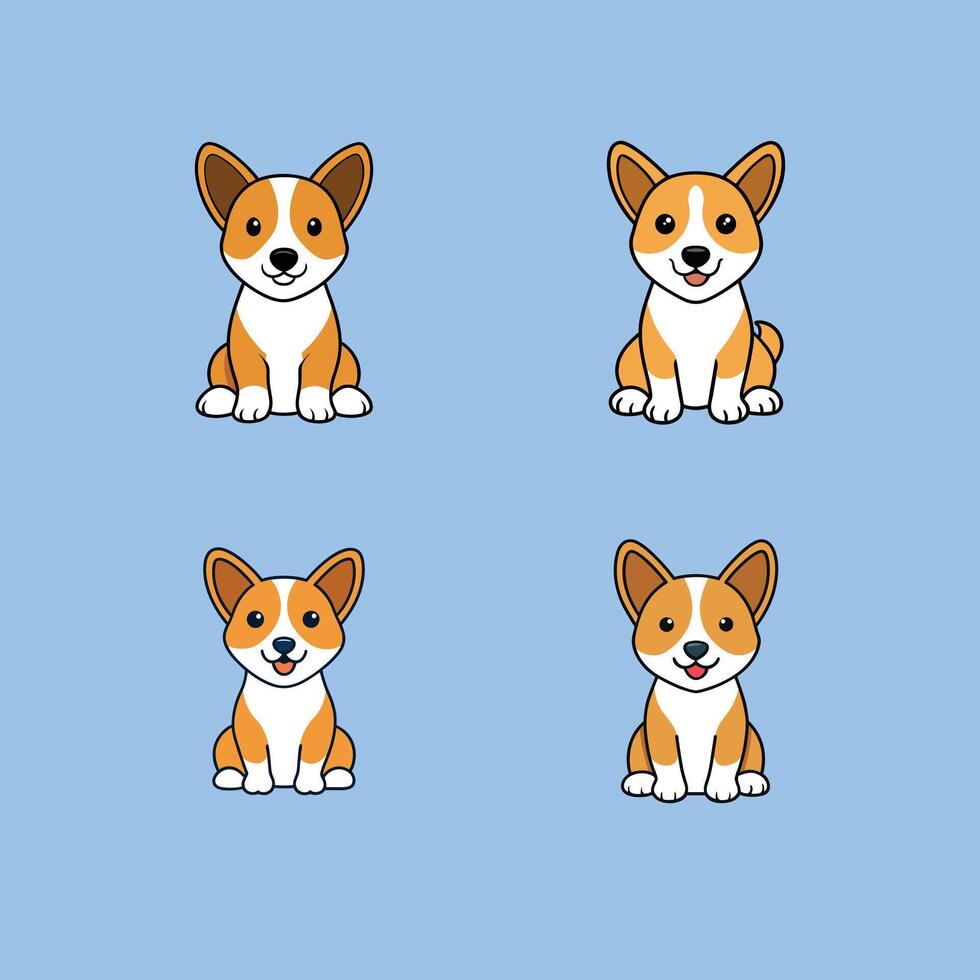 Collection of Cute Basenji Dog Isolated illustration vector