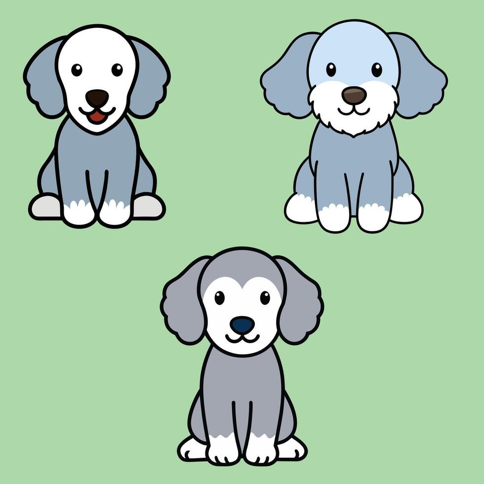 Collection of Cute Bedlington Terrier Dog Clipart illustration vector