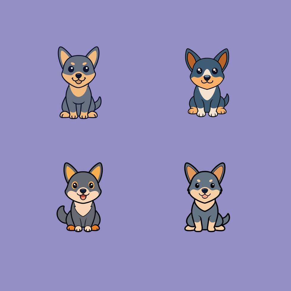 Collection of Australian Kelpie Dog Isolated illustration vector