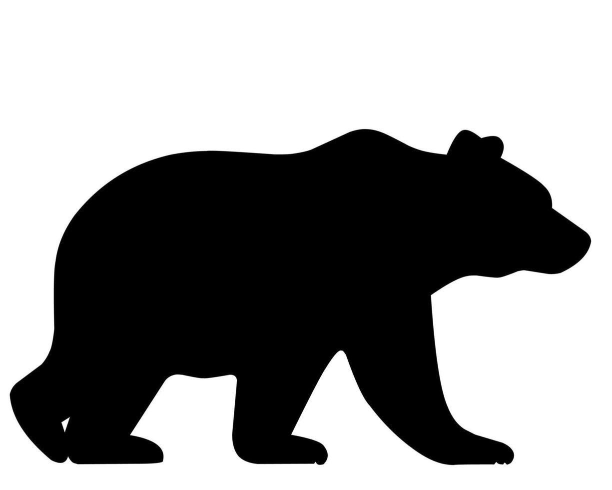 A bold black silhouette of a bear in a natural standing pose. Perfect for wildlife, outdoor, and adventure themes, this versatile design suits logos, apparel, and environmental campaigns vector
