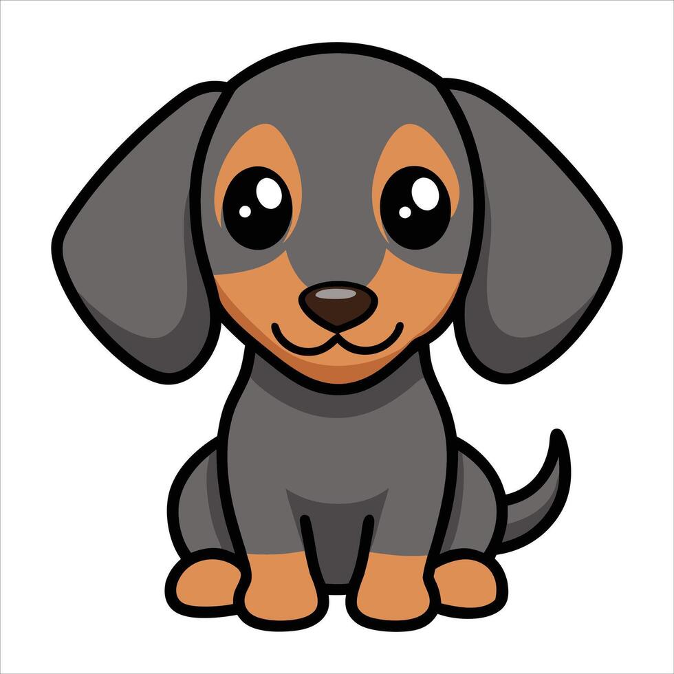 Charming Dachshund Puppy Sitting Illustration vector