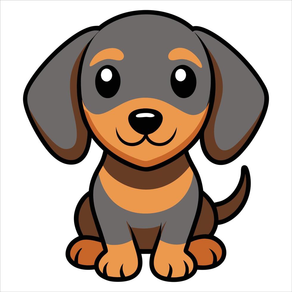 Cute Cartoon Dachshund Dog Sitting in a Playful Pose vector