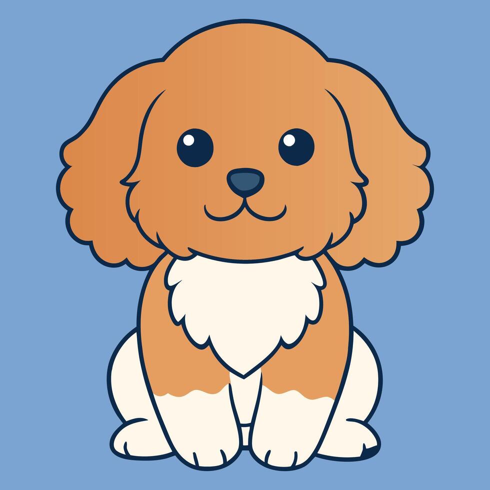 Cute Cavachon Dog Sitting in Cartoon Style Illustration vector