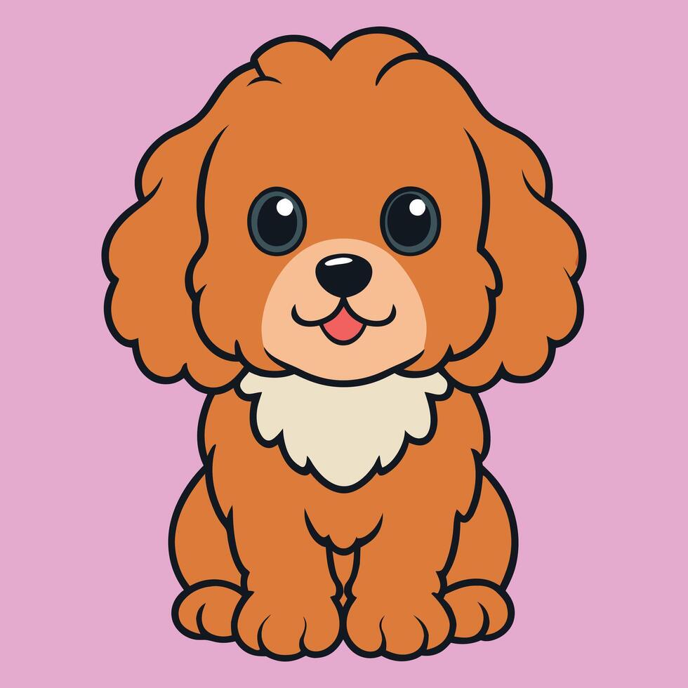 Charming Cartoon Baby Cavapoo Dog Sitting Illustration vector