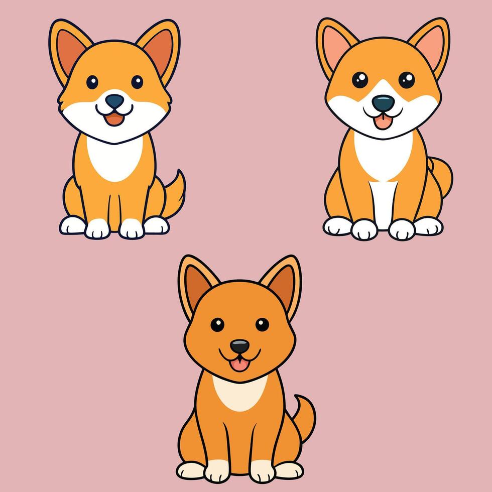 Cute Carolina Dog Clipart illustration Bundle vector