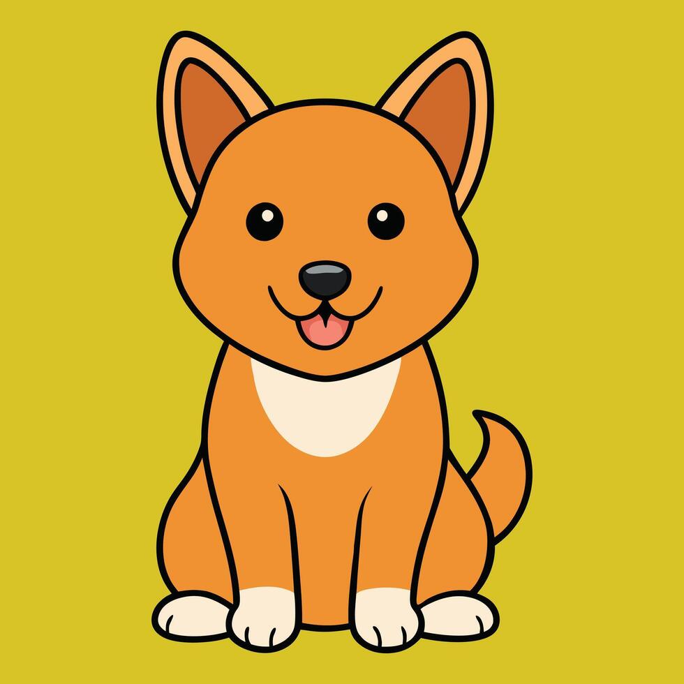 Cute and Friendly Carolina Dog Sitting Illustration Design vector