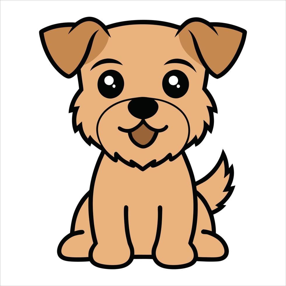 Cartoon Border Terrier Dog sitting Clipart Design vector