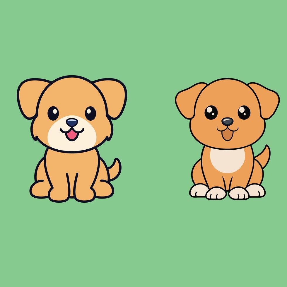 Collection of Cute Chion Dog Clipart illustration vector