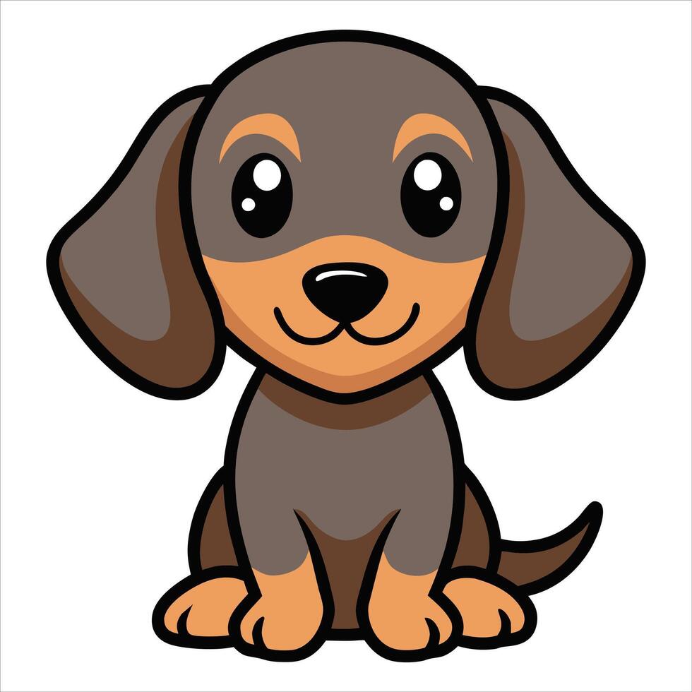 Endearing Dachshund Dog Sitting in a Fun Cartoon Design vector