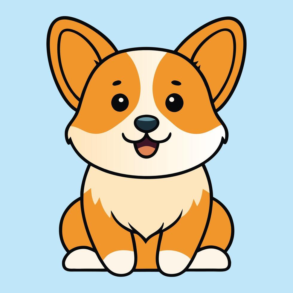 Endearing Corgi Dog Sitting in a Fun Cartoon Design vector