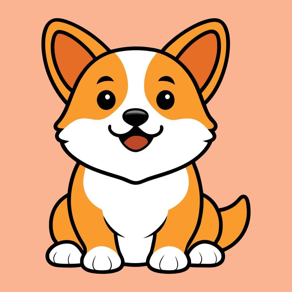 Cute Cartoon Corgi Dog Sitting in a Playful Pose vector