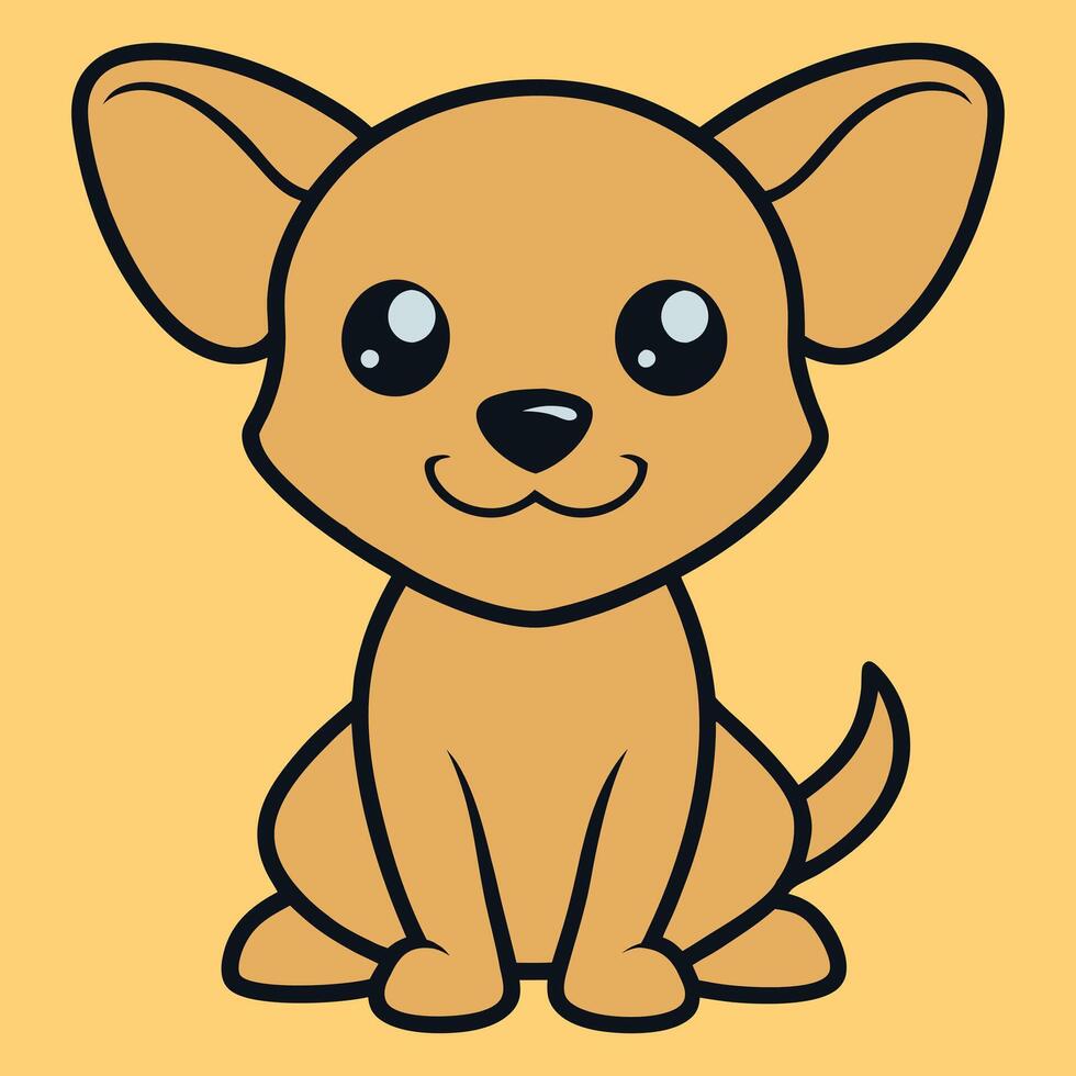 Adorable Baby Chiweenie Dog Sitting in Cartoon Style vector