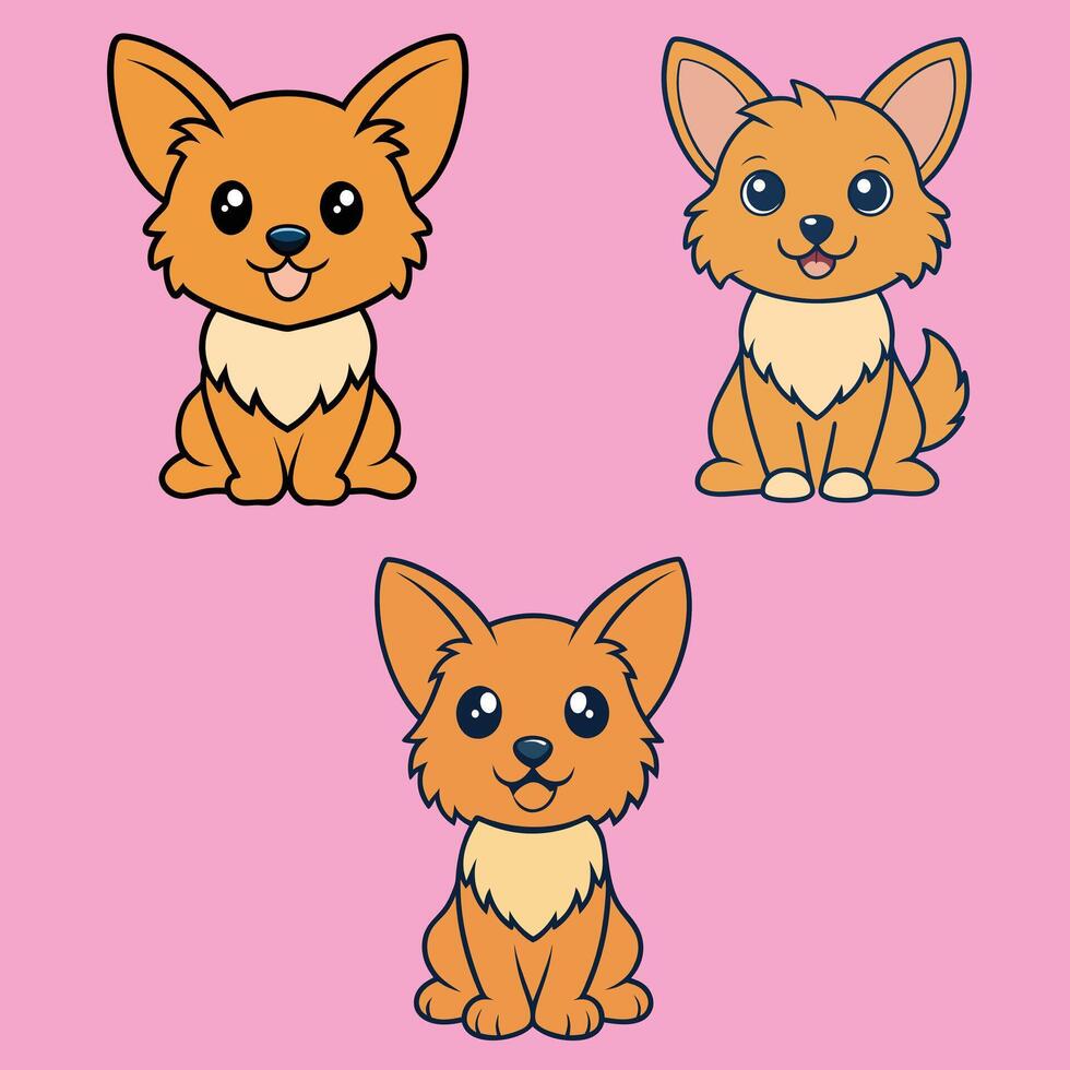 Set of Cute Chorkie Dog Clipart illustration vector