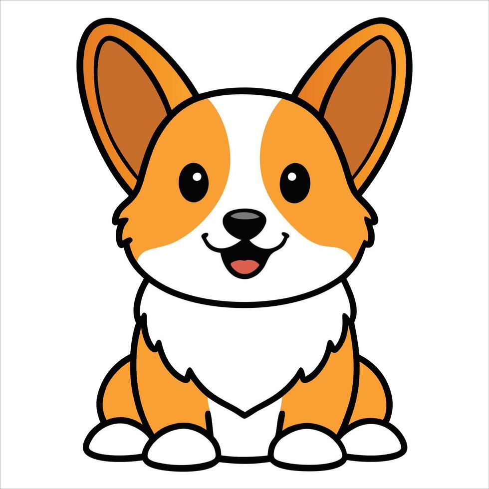 Charming Cartoon Welsh Corgi Dog Sitting for Creative Project vector
