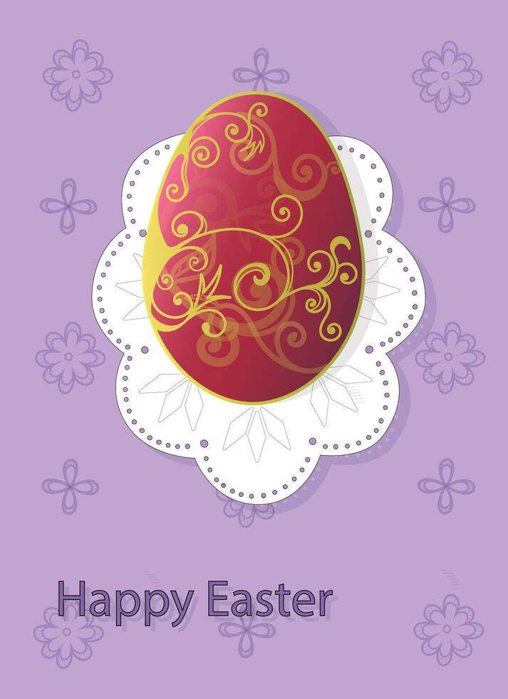 Easter egg card doodle hand drawn illustration vector