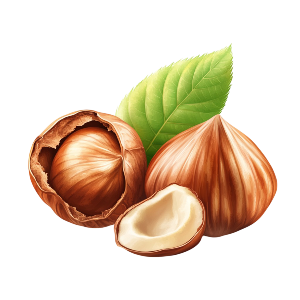 Hazelnuts with Leaf png