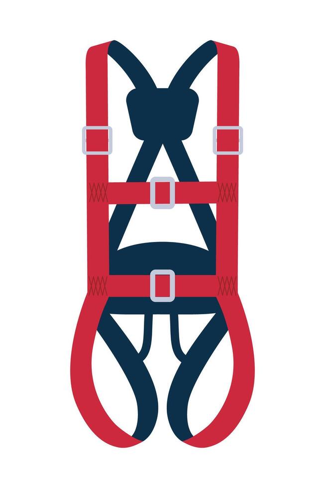 Full body harness. Rope climbing harnesses, work gear, sport risk. Safety gear of protective equipment for work at height to avoid fall. Fall protection. illustration. vector