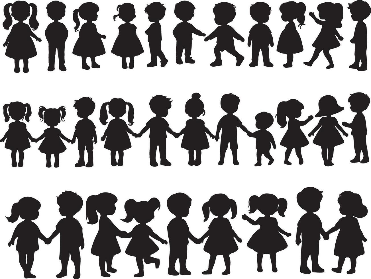 Children Silhouette Bundle for Creative Design and Crafting Projects vector