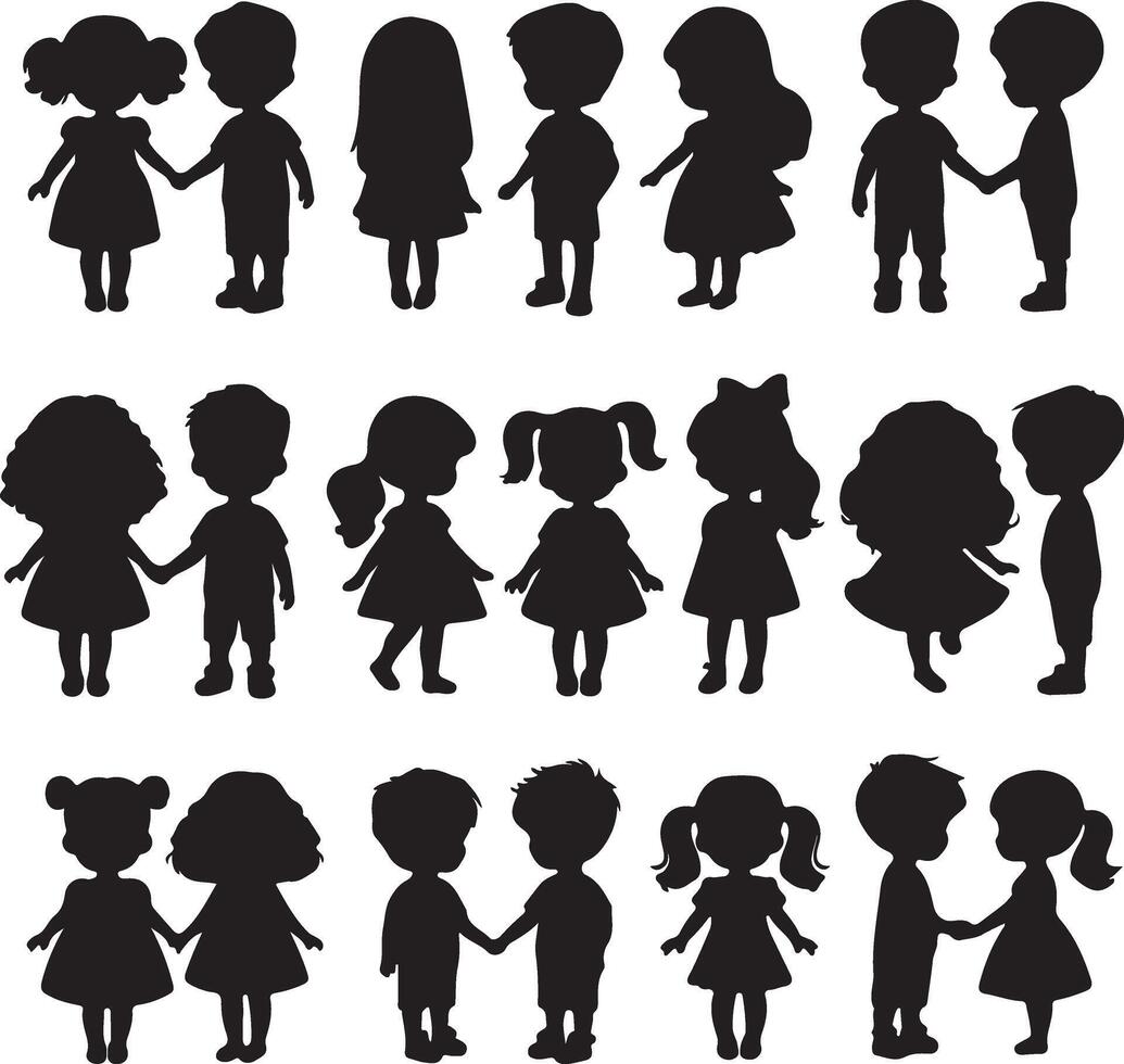 Adorable Silhouettes of Boys and Girls for Creative and Artistic Projects vector