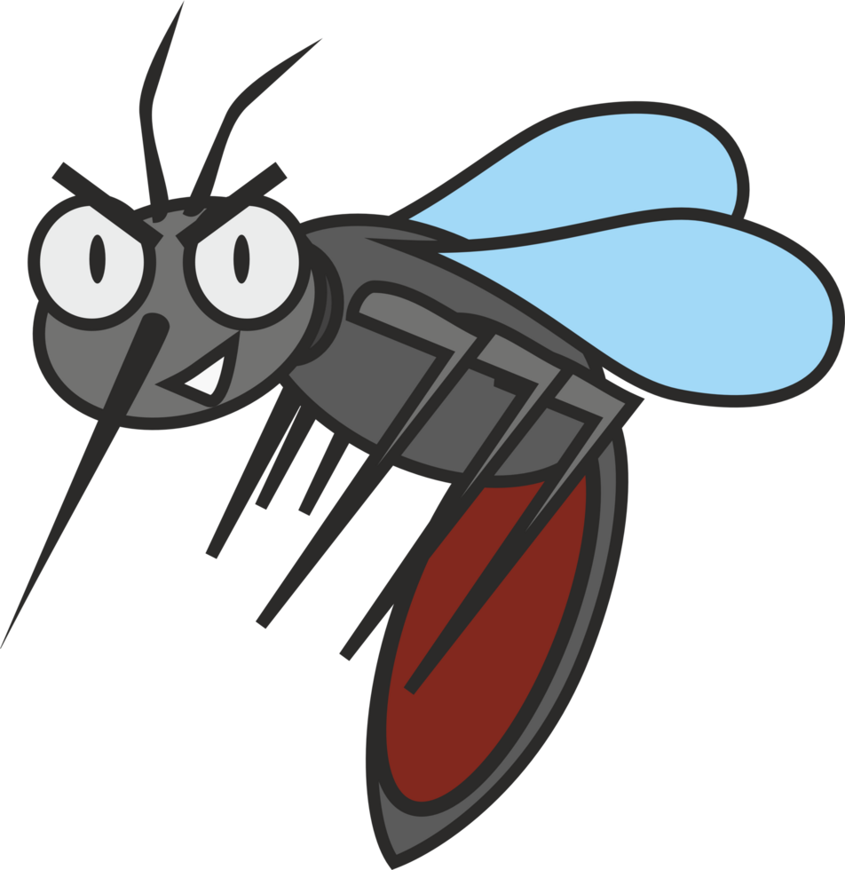 evil mosquito smiling illustration in cartoon style simple design png