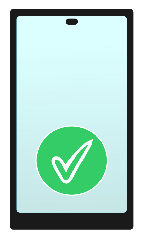 A green check mark on a white background png