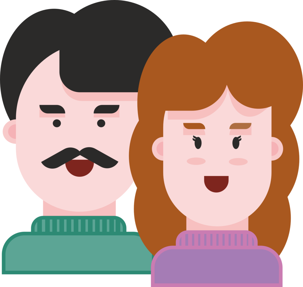 A man and woman with a mustache and moustache png