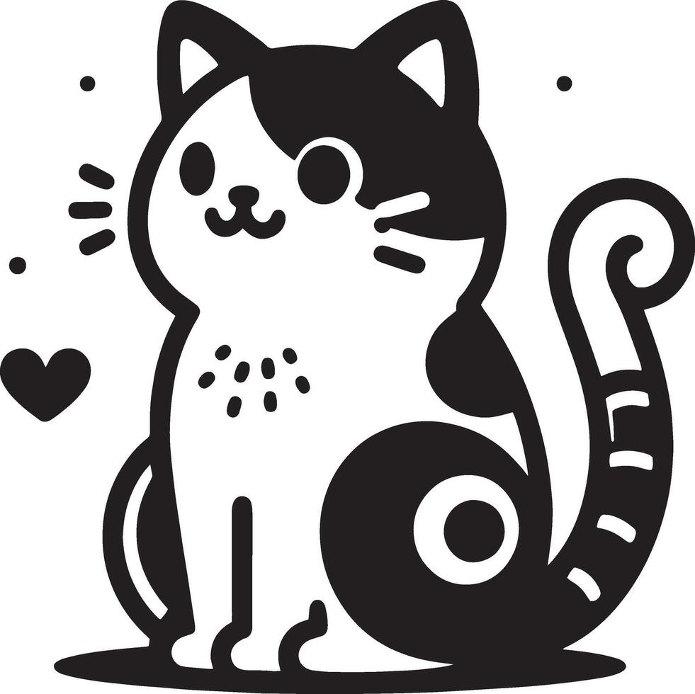 a black and white drawing of a cat silhouette art style outline vector