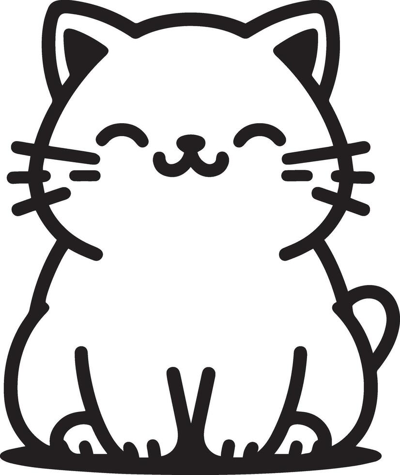 a drawing of a cute cat silhouette art style outline vector
