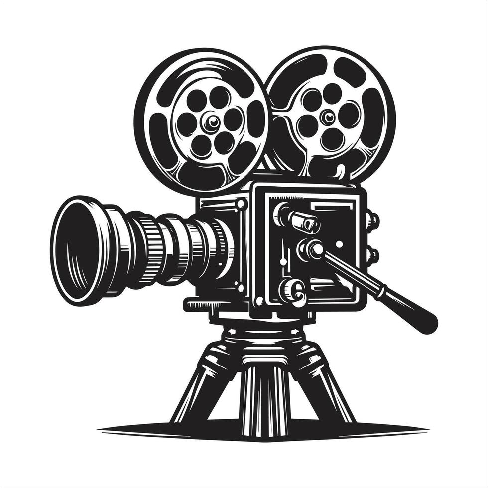old movie cinema projectors on a tripod vector