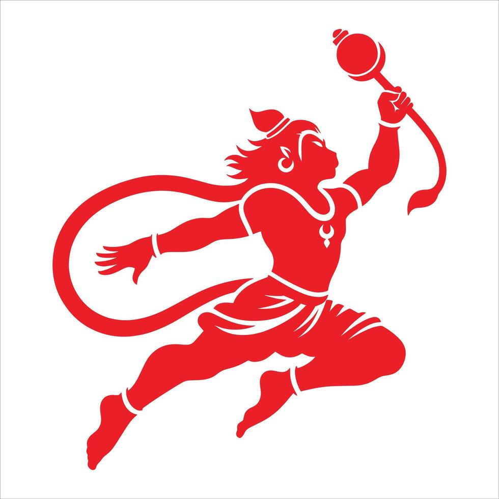 Happy Hanuman Jayanti festival Silhouette vector