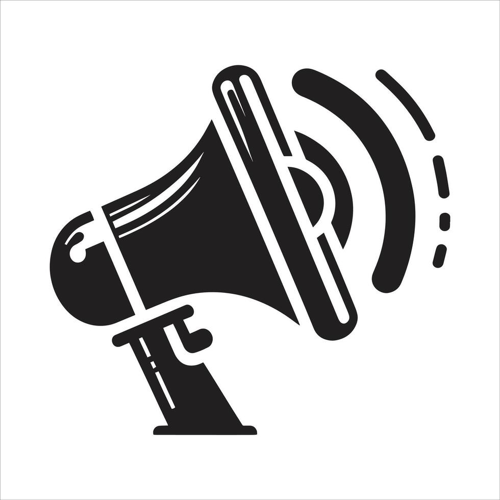 Loud Speaker Or Megaphone, Voice Amplifier icon Silhouette On White Background Illustration vector