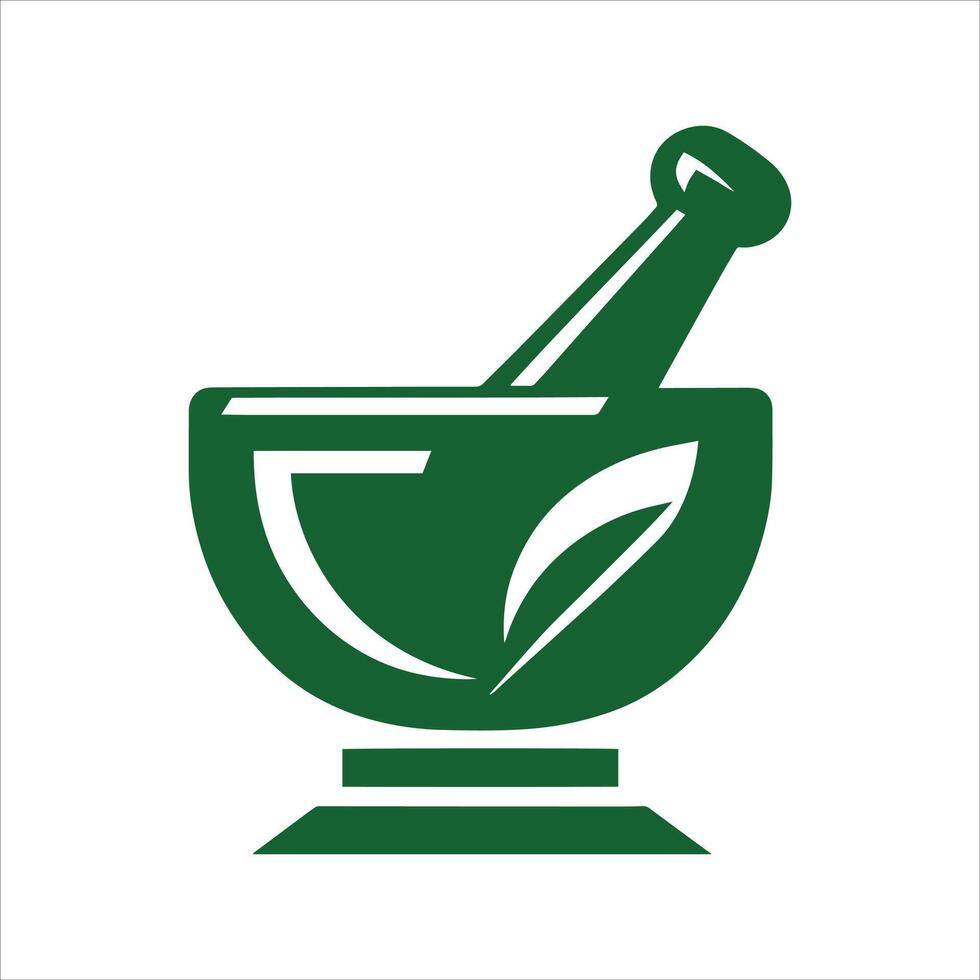 Pharmacy Logo Silhouette Of Mortar Pestle Illustration vector