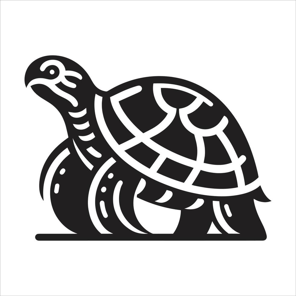 Black And White illustration Of A Turtle Silhouette vector