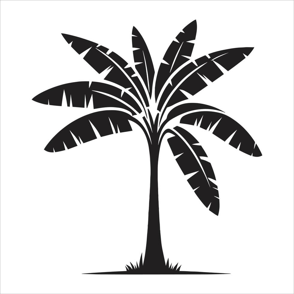 illustration Of Banana Tree Silhouette Icon vector