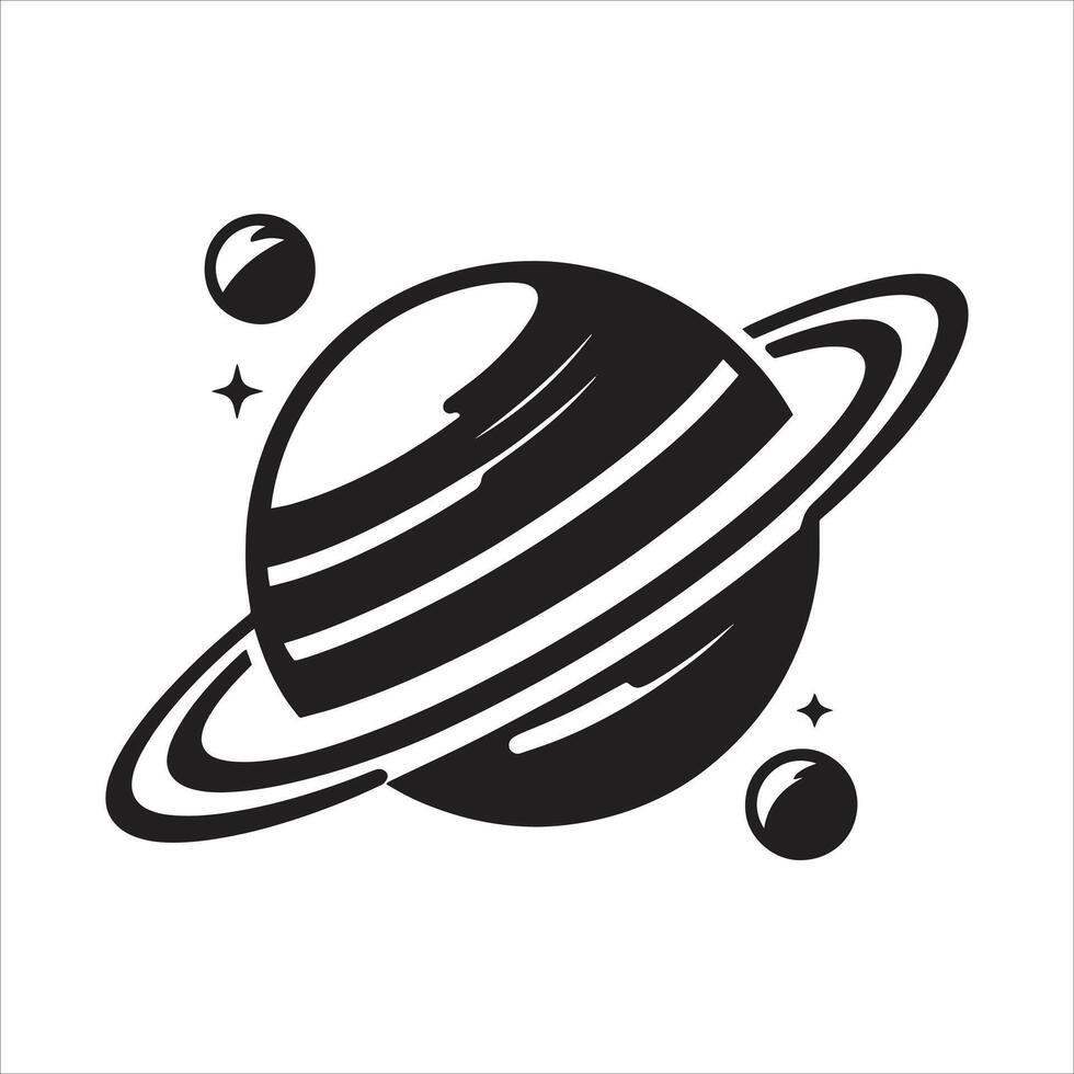 Saturn silhouette icon isolated on white background vector