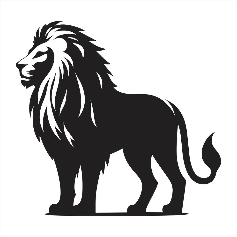 Lion Minimalist And Flat Logo Silhouette Isolated On White Background vector