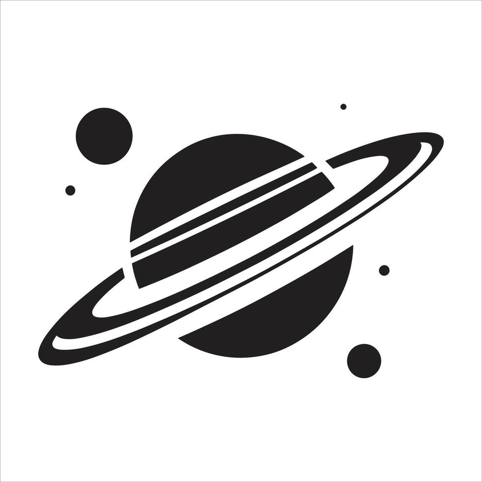 Illustration Of The Planet Saturn Silhouette Icon vector