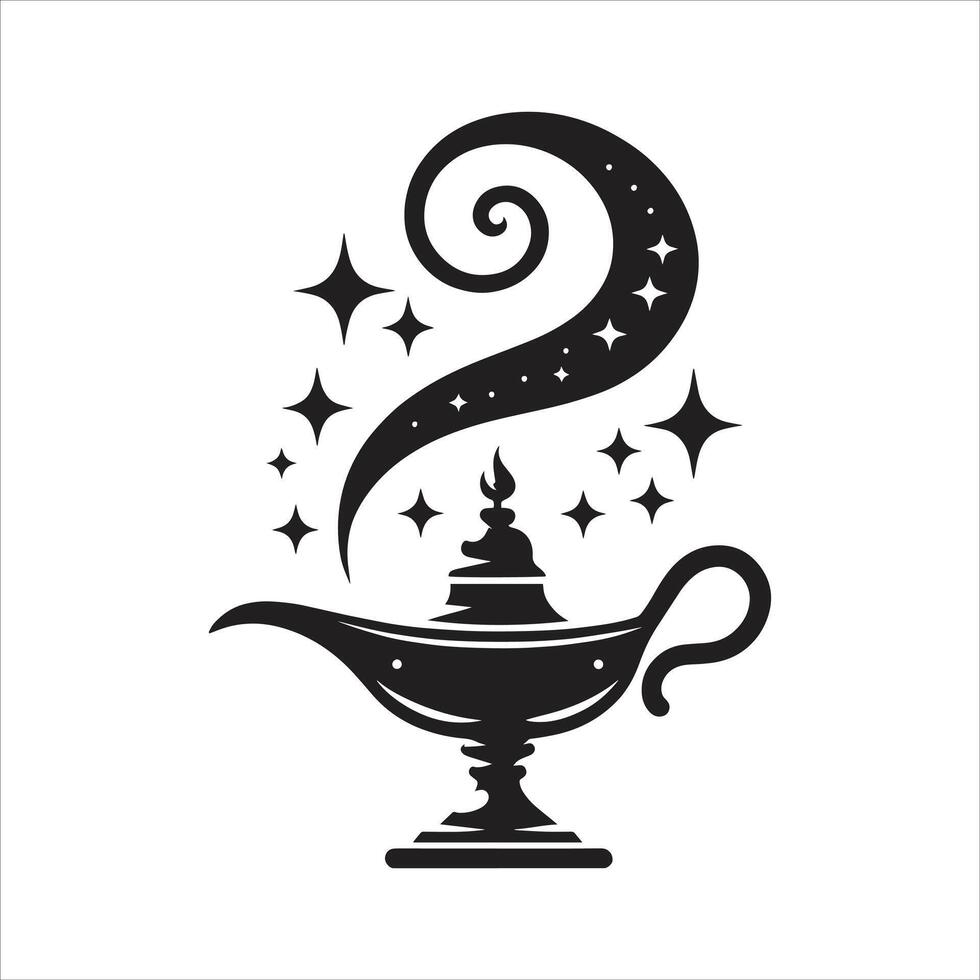 Magic Lamp Icon on White Background. Alladin Lamp Sign Silhouette Art Illustration vector