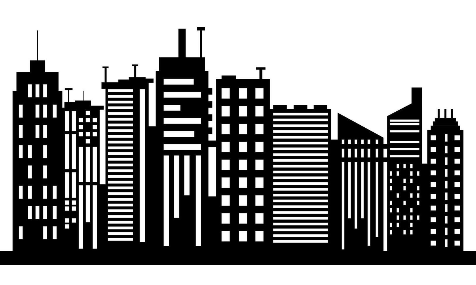 Urban city skyline silhouette with modern high-rise architecture. vector