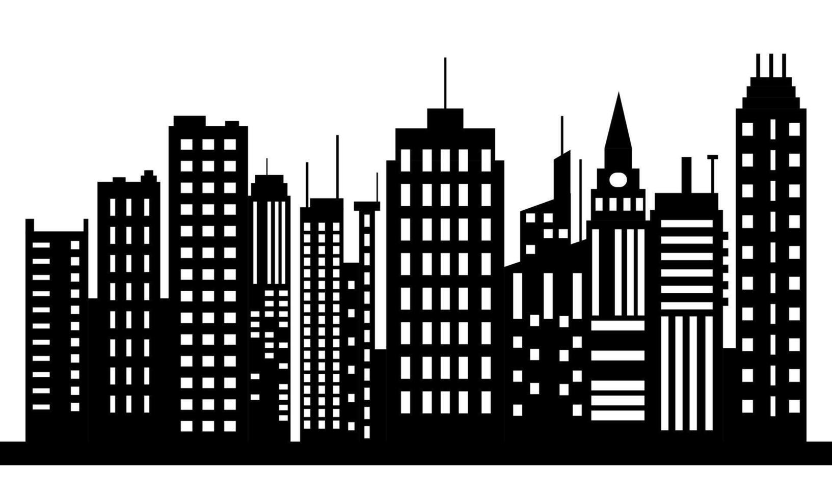 Silhouette of a modern city skyline with high-rise buildings. vector