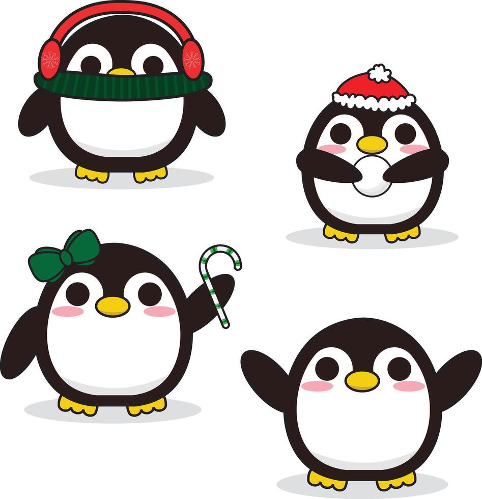 Cute Christmas Penguins vector