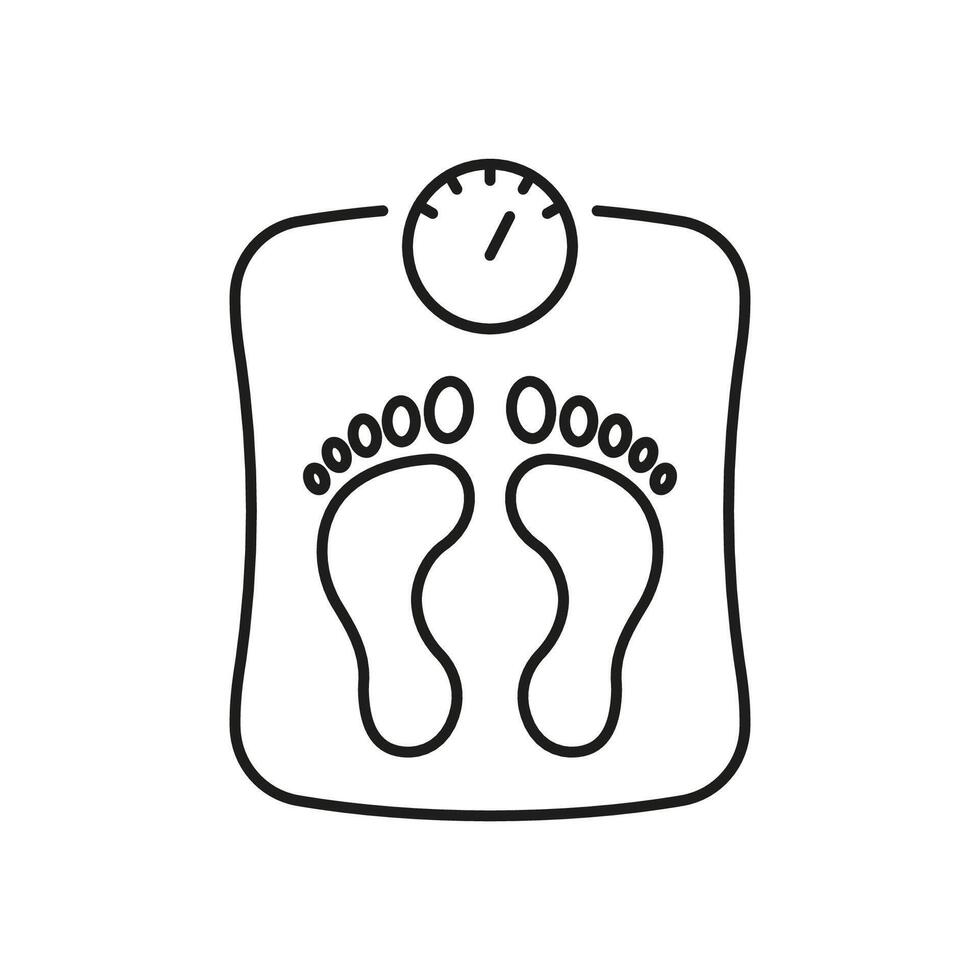 Weighing Scale Line Icon, Weight Control And Monitoring. Slimming, Fitness, Diet, And Health Tracking. Isolated Illustration vector