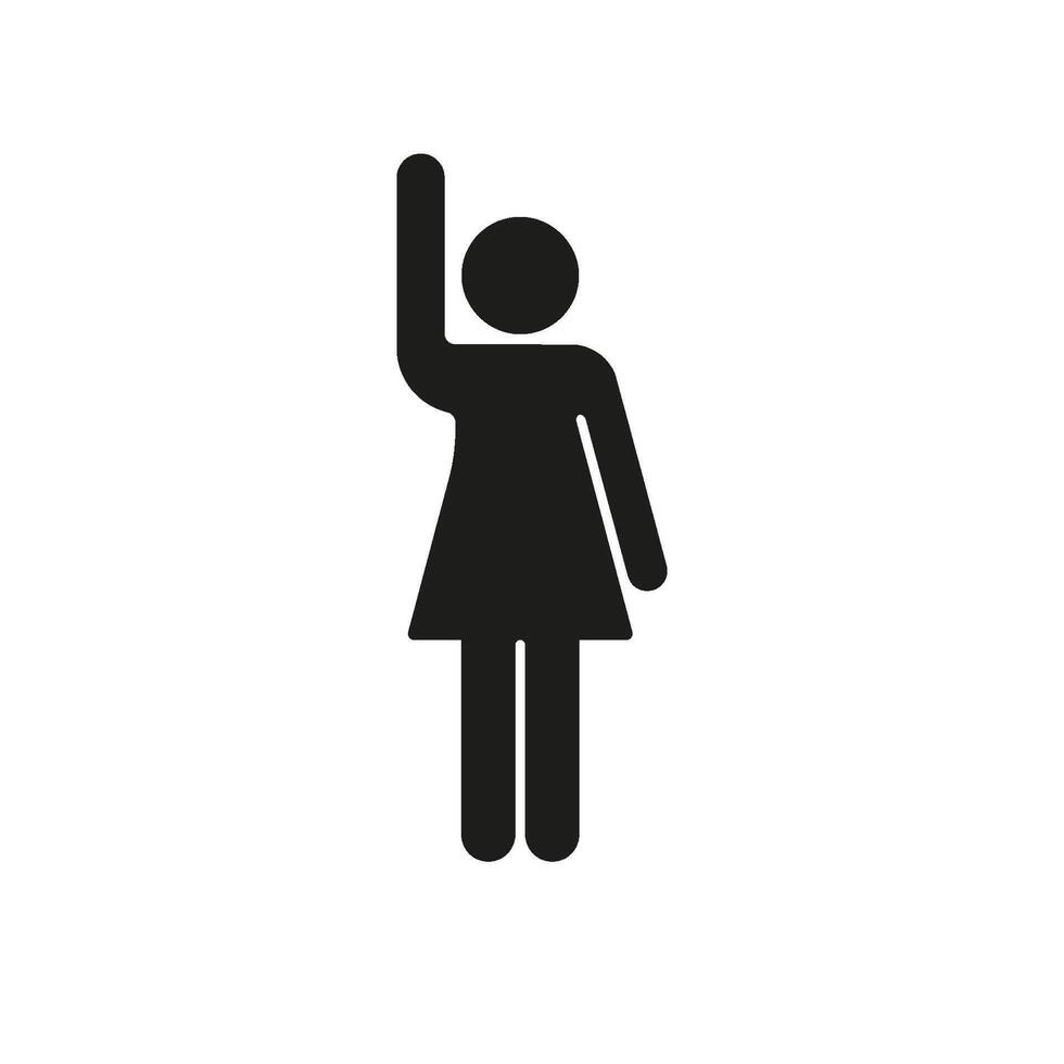 Human Figure with Raised Arm in Greeting Gesture. Person Icon Waving Hand Silhouette Icon. Greeting Gesture Symbol. Isolated Illustration vector
